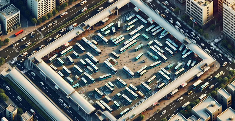 aerial views of bus terminals identifier