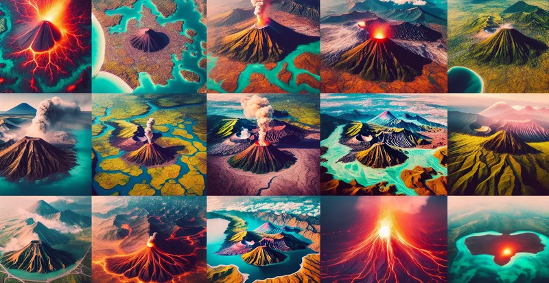 aerial views of volcanoes identifier